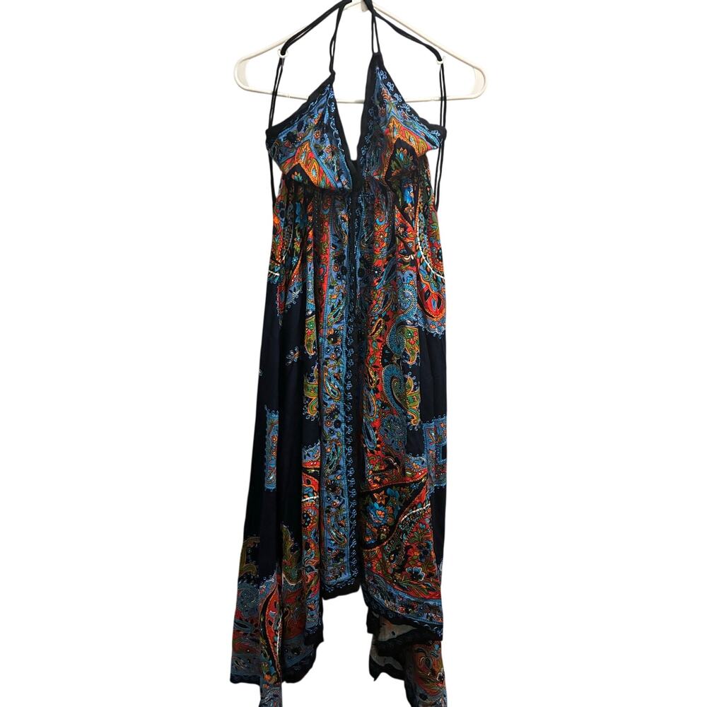 Bohemian Paisley Halter Maxi Dress